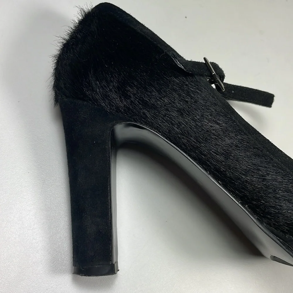 Lauren Ralph Lauren black cowhide black suede Mary Janes pumps Size 6 - Picture 10 of 10